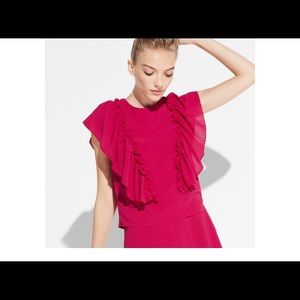 K/Lab missy junior ruffle cap sleeve top pink XL